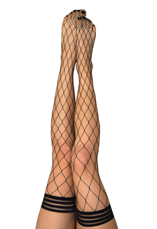 Kixies Michelle Large Diamond Fishnet Thigh Highs Size A