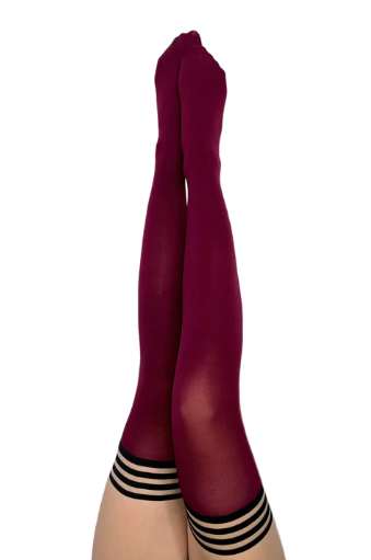 Kixies Heather Cabernet Opaque Thigh-High Tights Size D