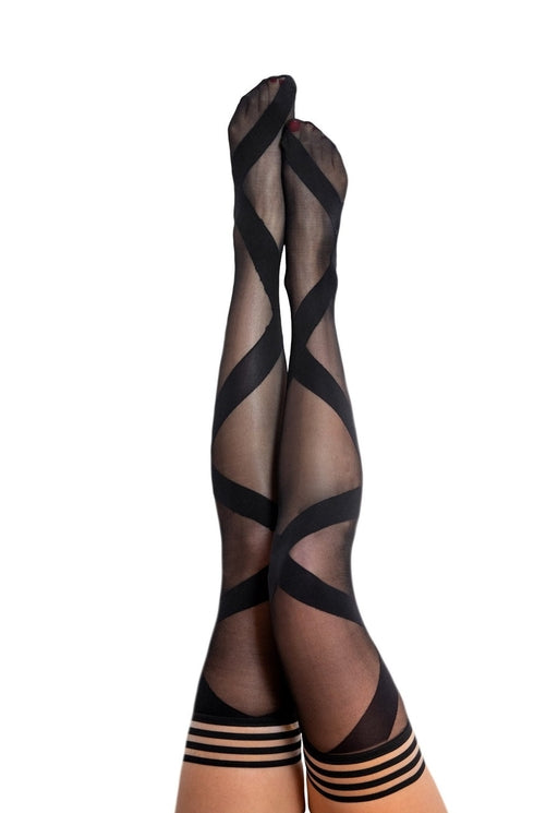 Kixies Jackie Ballet Thigh Highs – Semi-Sheer Fashion Stockings Size B