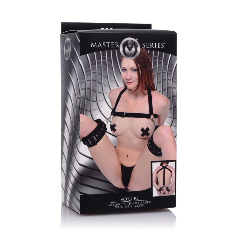 Master Series Acquire Thigh Harness and Wrist Cuffs – Restraint Set