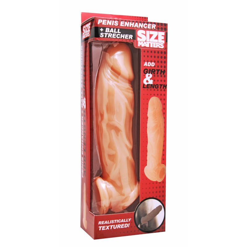 Size Matters Realistic Flesh Penis Enhancer and Ball Stretcher 8 Inch
