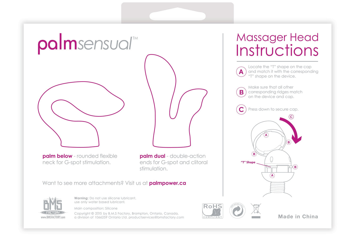 PalmSensual Massager Heads Pink For Use With PalmPower