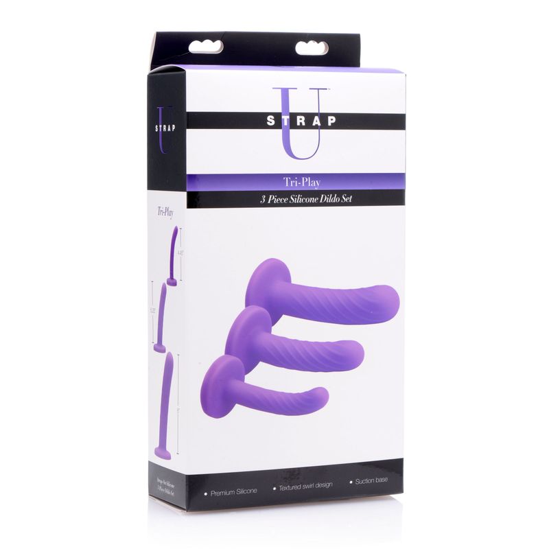 Tri Play 3 Piece Purple Silicone Dildo Set