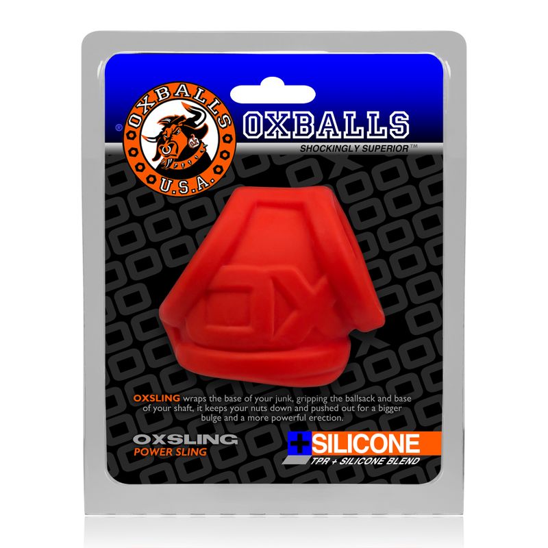 OxBalls Oxsling (Red Ice) Silicone Power Sling – Durable Silicone Cock Sling