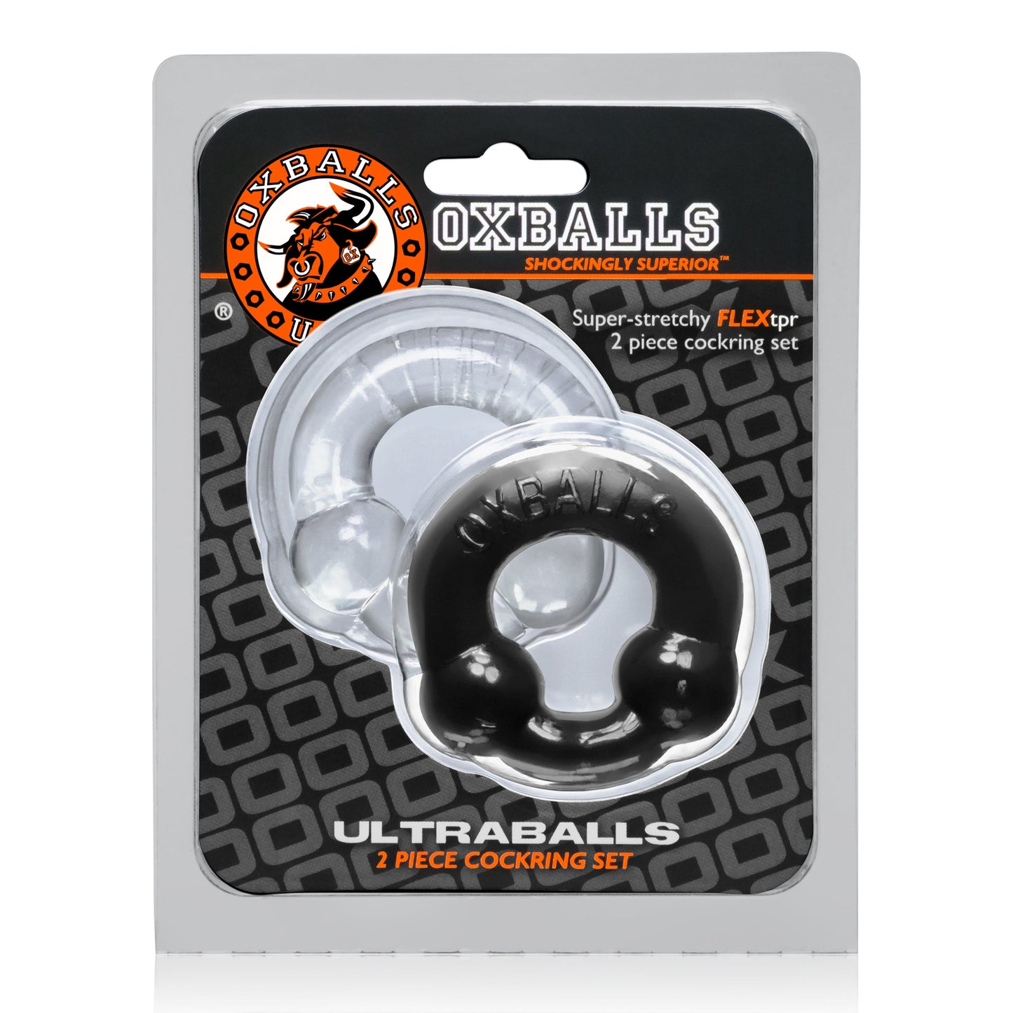 Ultraballs 2 Pack Cockring Black and Clear