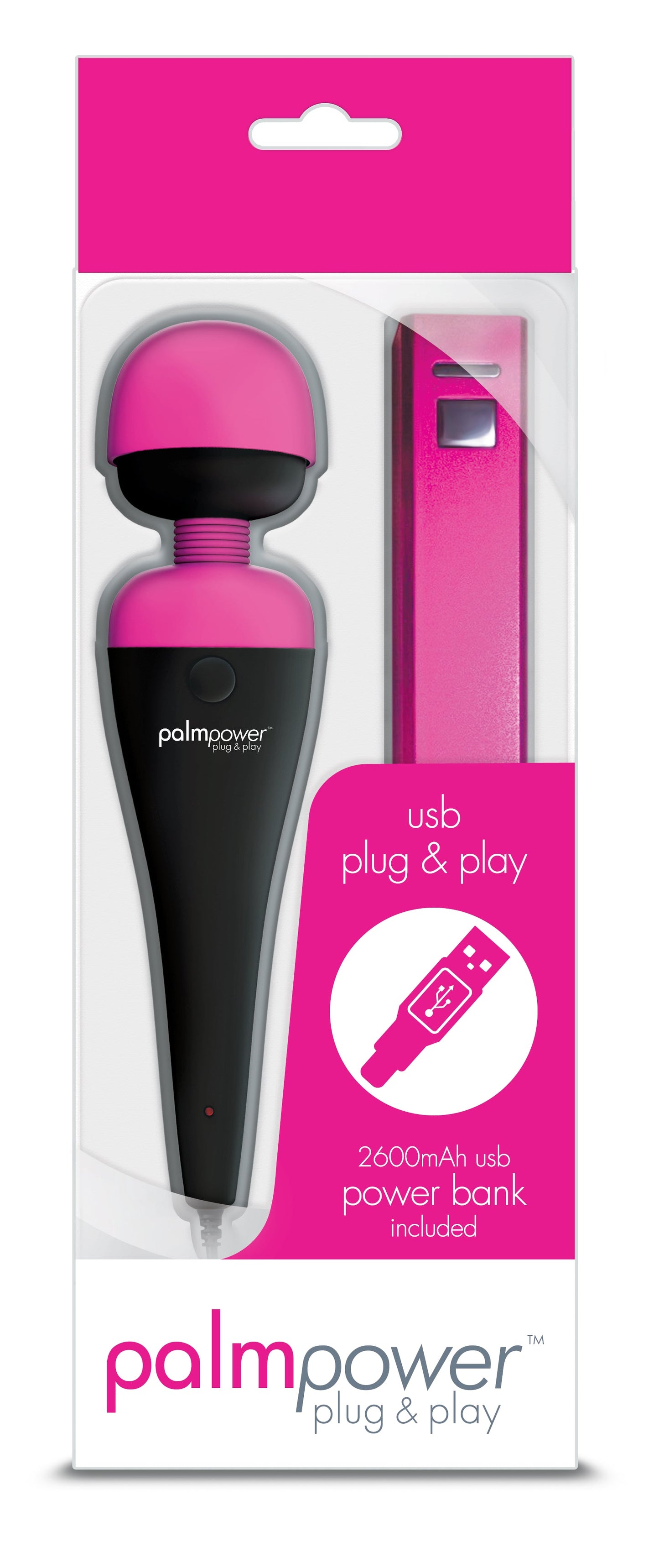PalmPower Massage Wand Plug and Play with Power Bank