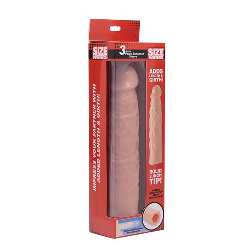 3in Flesh Penis Enhancer Sleeve for Extra Length and Girth