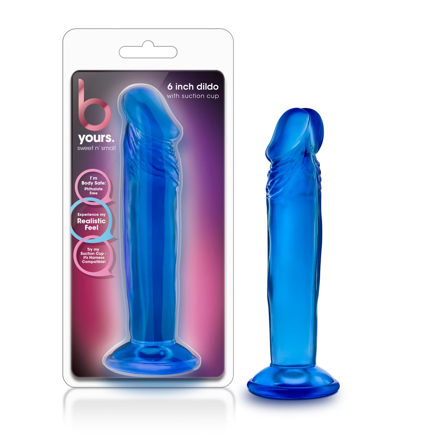 B Yours Sweet N Small 6 Inch Blue Realistic Dildo with Suction Cup