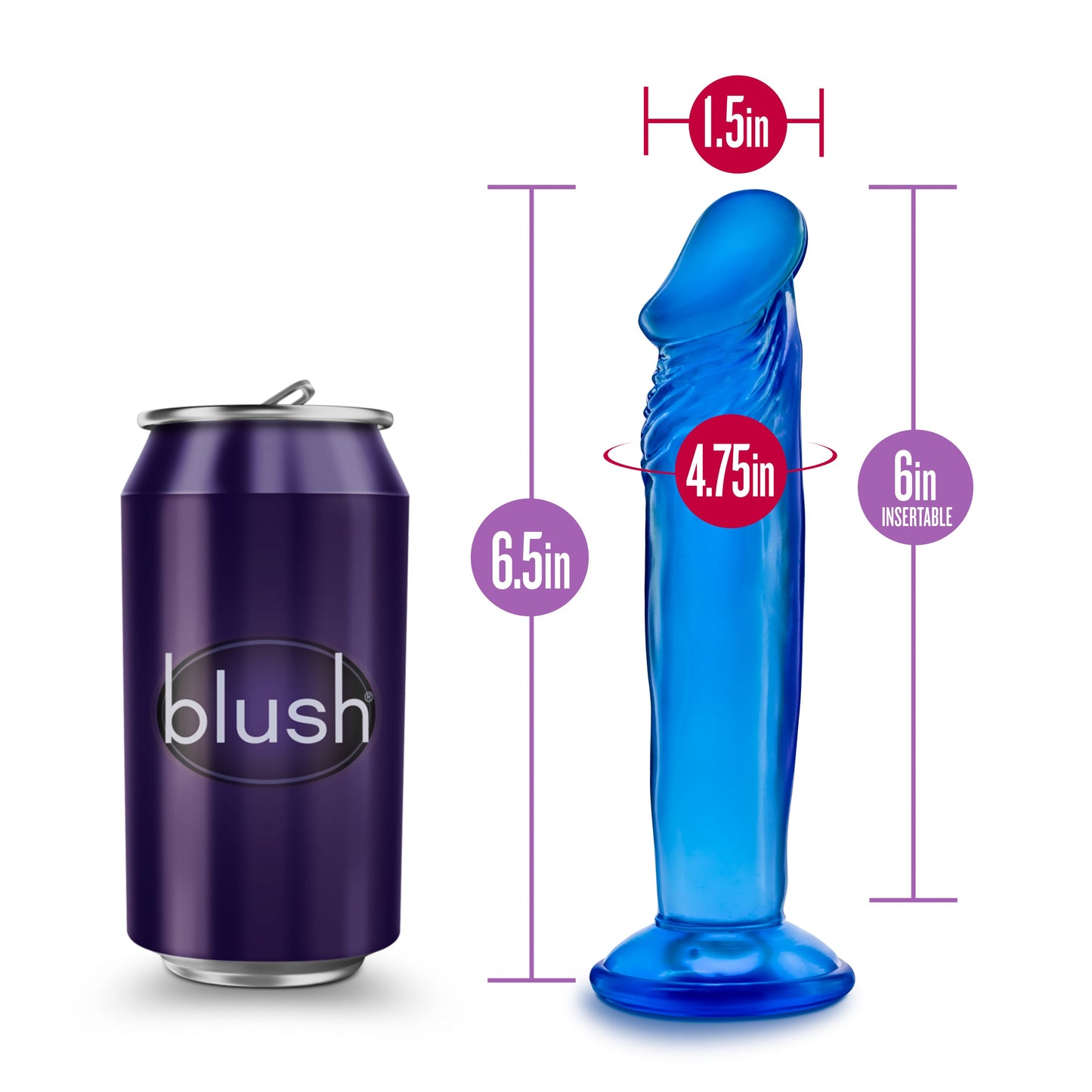 B Yours Sweet N Small 6 Inch Blue Realistic Dildo with Suction Cup