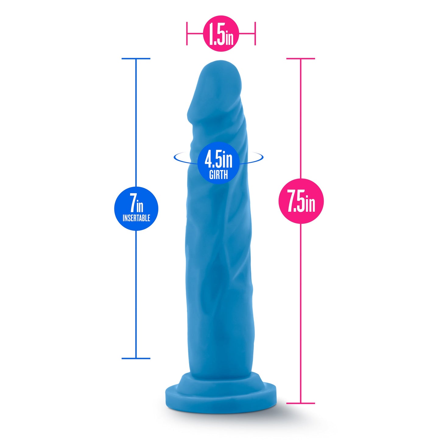 Neo Dual Density Cock 7.5 Inch Neon Blue Dildo