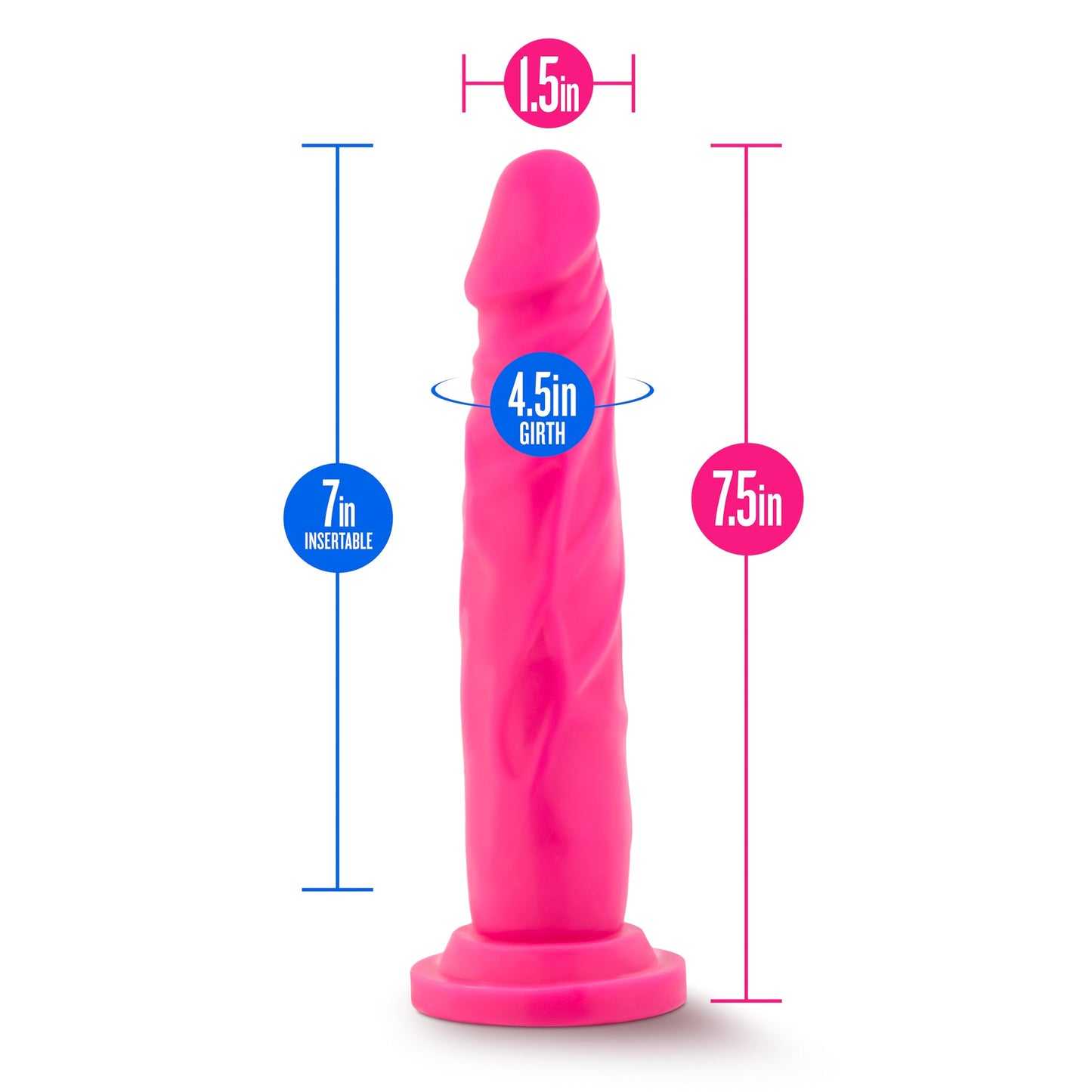 Neo Dual Density Cock 7.5 Inch Neon Pink Dildo