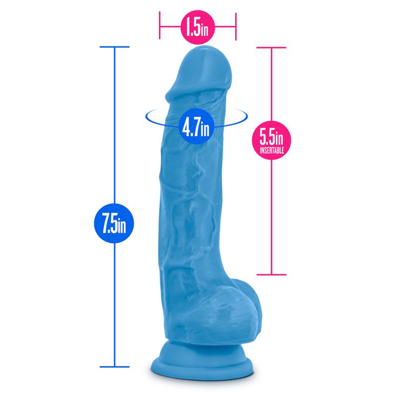 Neo 7.5 Inch Dual Density Cock With Balls (Neon Blue) – 7.5 Inch Realistic Dildo