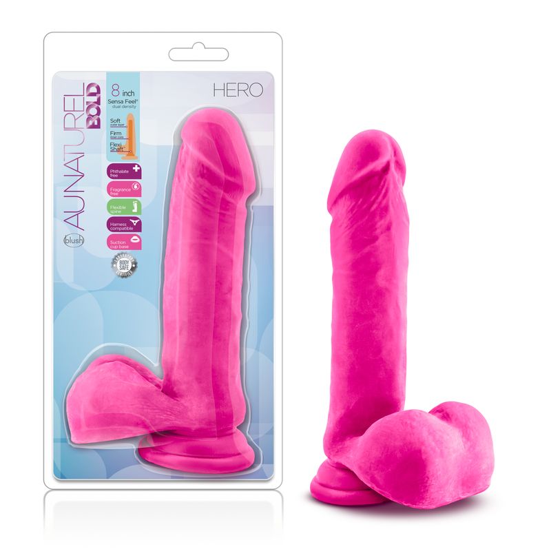 Au Naturel Bold Hero 8 Inch Dildo Pink
