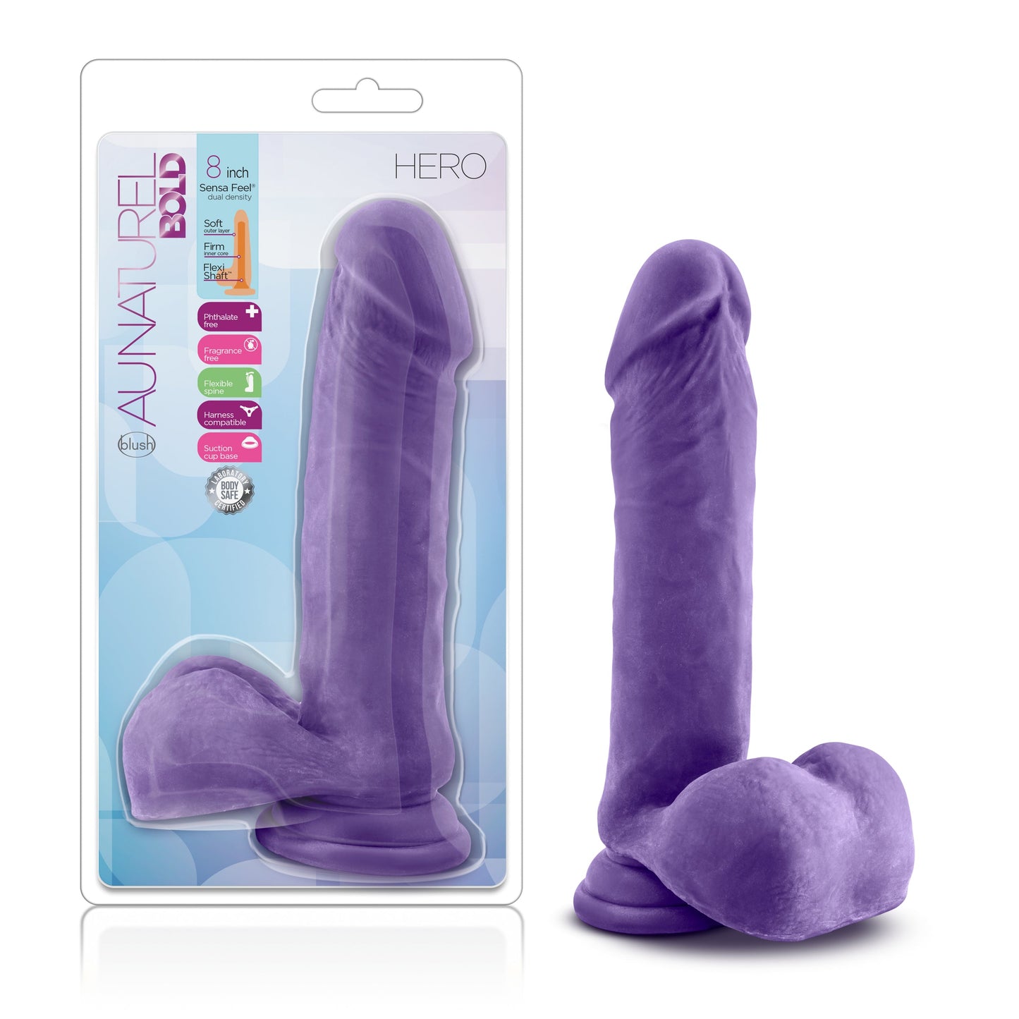 Au Naturel Bold Hero 8 Inch Dildo Purple