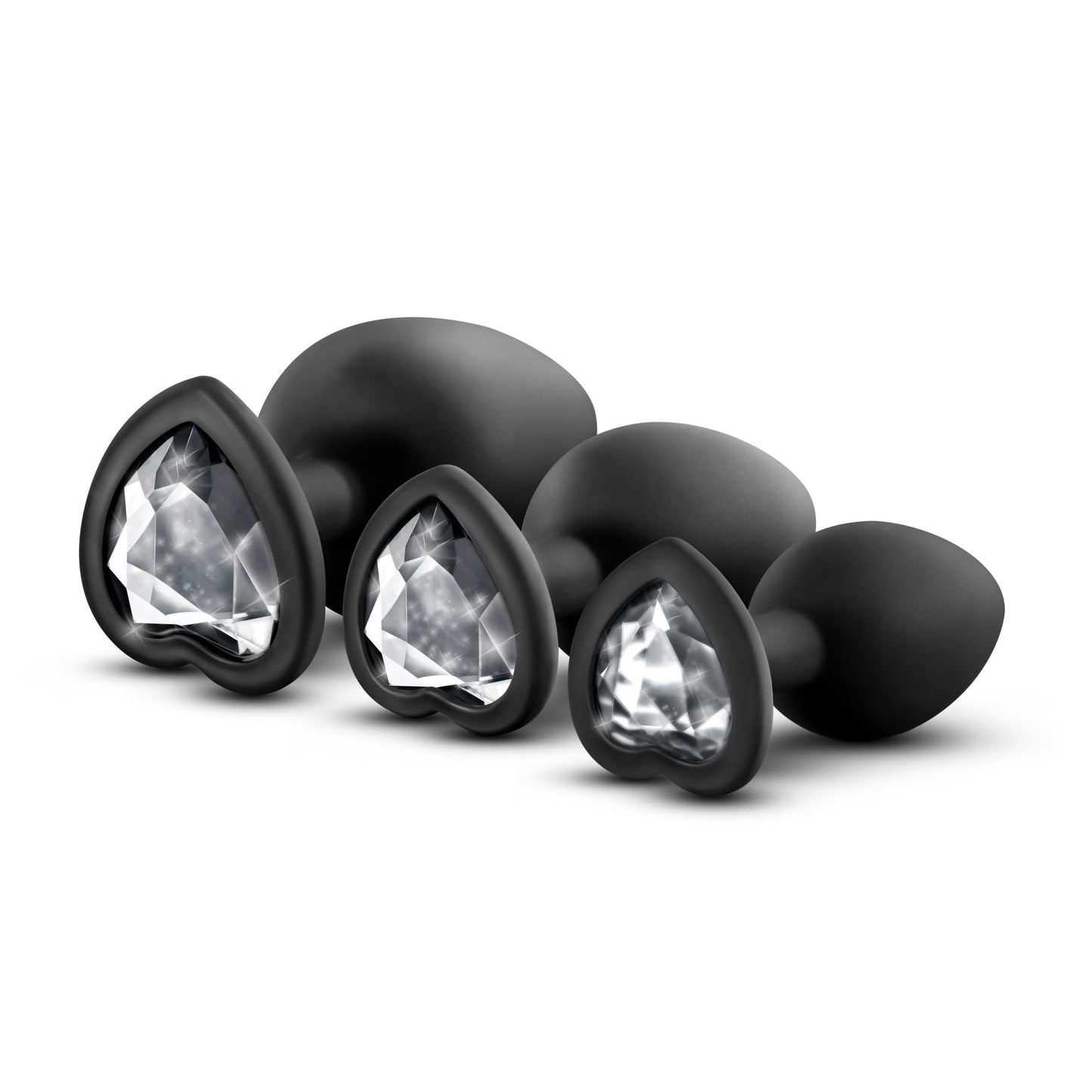 Luxe Bling Plugs Training Kit Black With Clear Gems - 3 Sizes