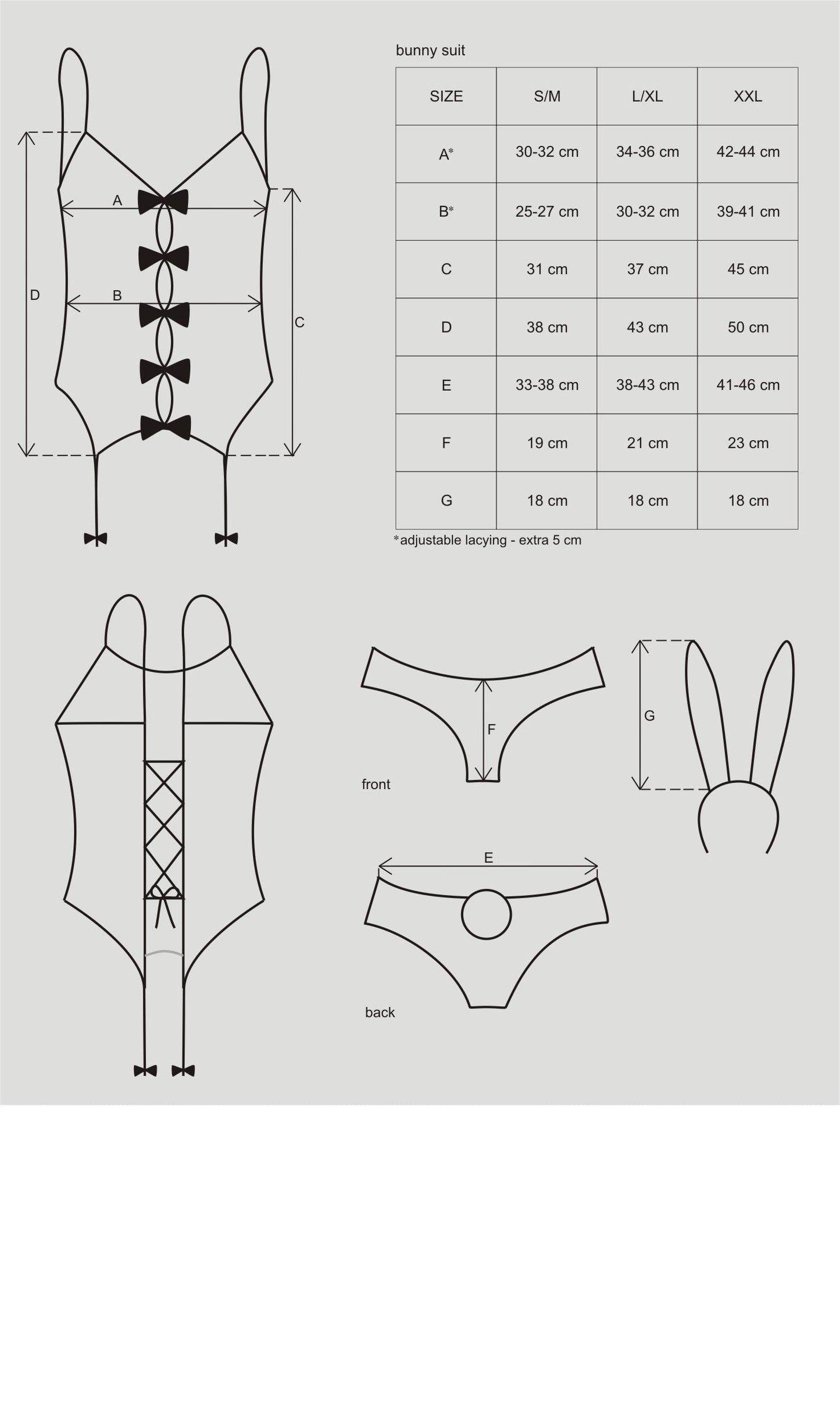 Obsessive Women’s Sexy Bunny Suit Costume With Adjustable Garters
