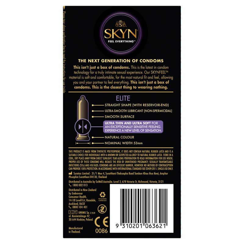 Skyn Elite Ultra Thin Non-Latex Condom – Ultra Soft Natural Feeling 6. Pack