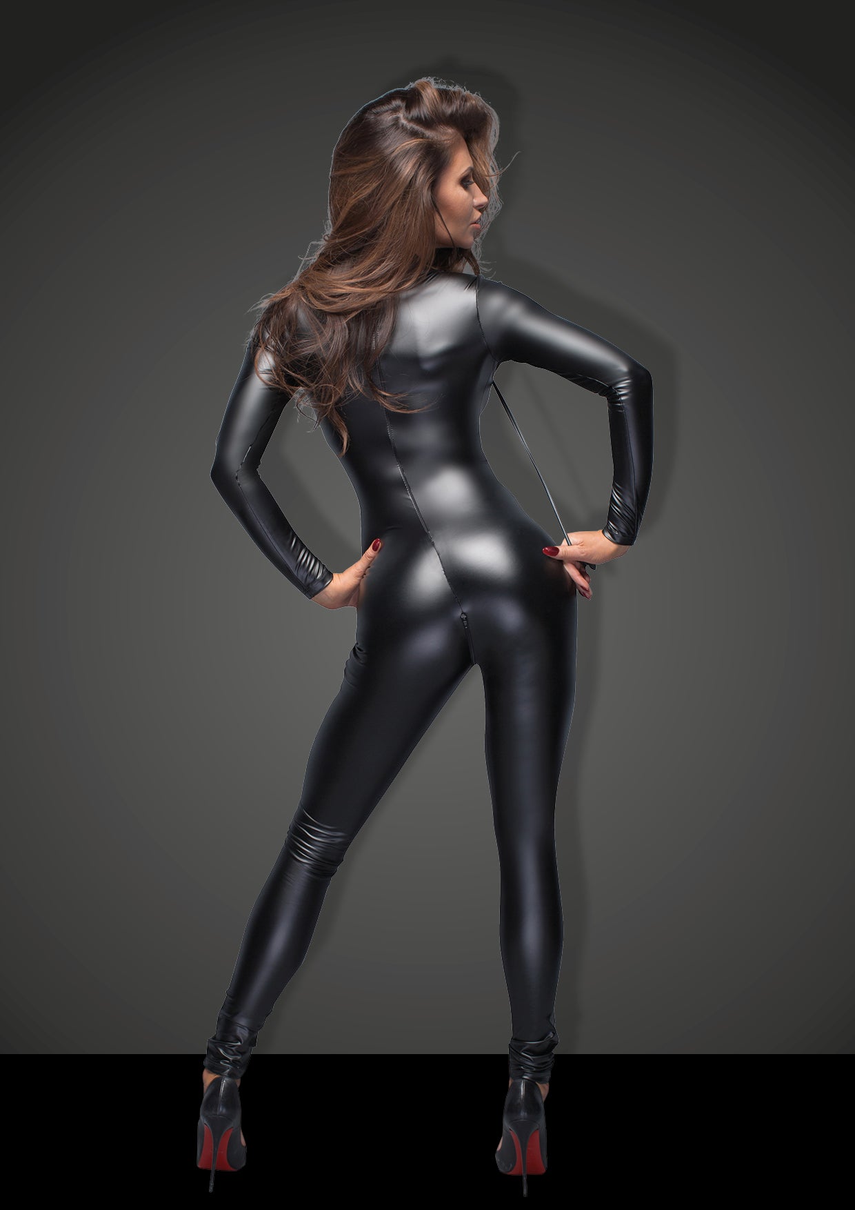 Power Wetlook Overall With Leash And Two Way Zipper