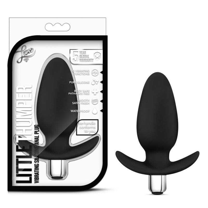 Luxe Little Thumper Black Vibrating Anal Plug 4 Inch