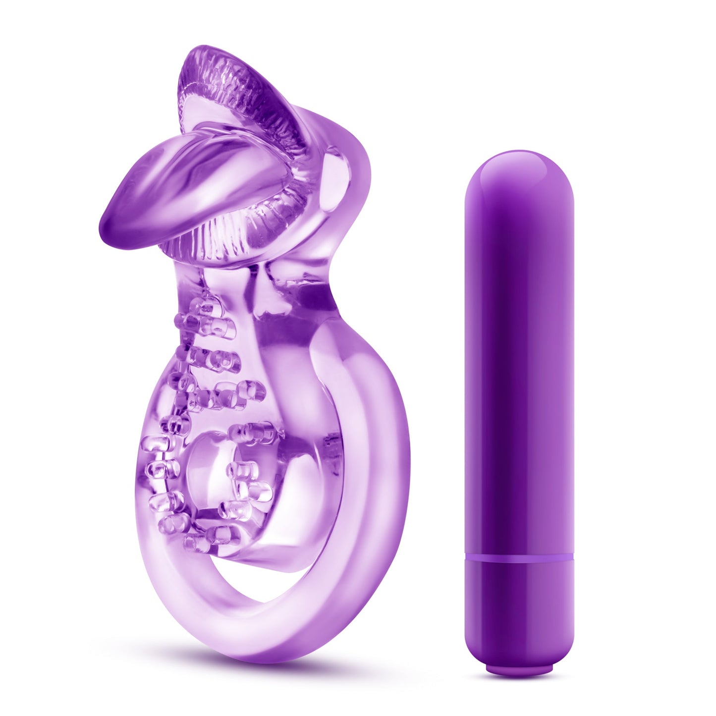 Vibrating Double Strap Cockring in Purple