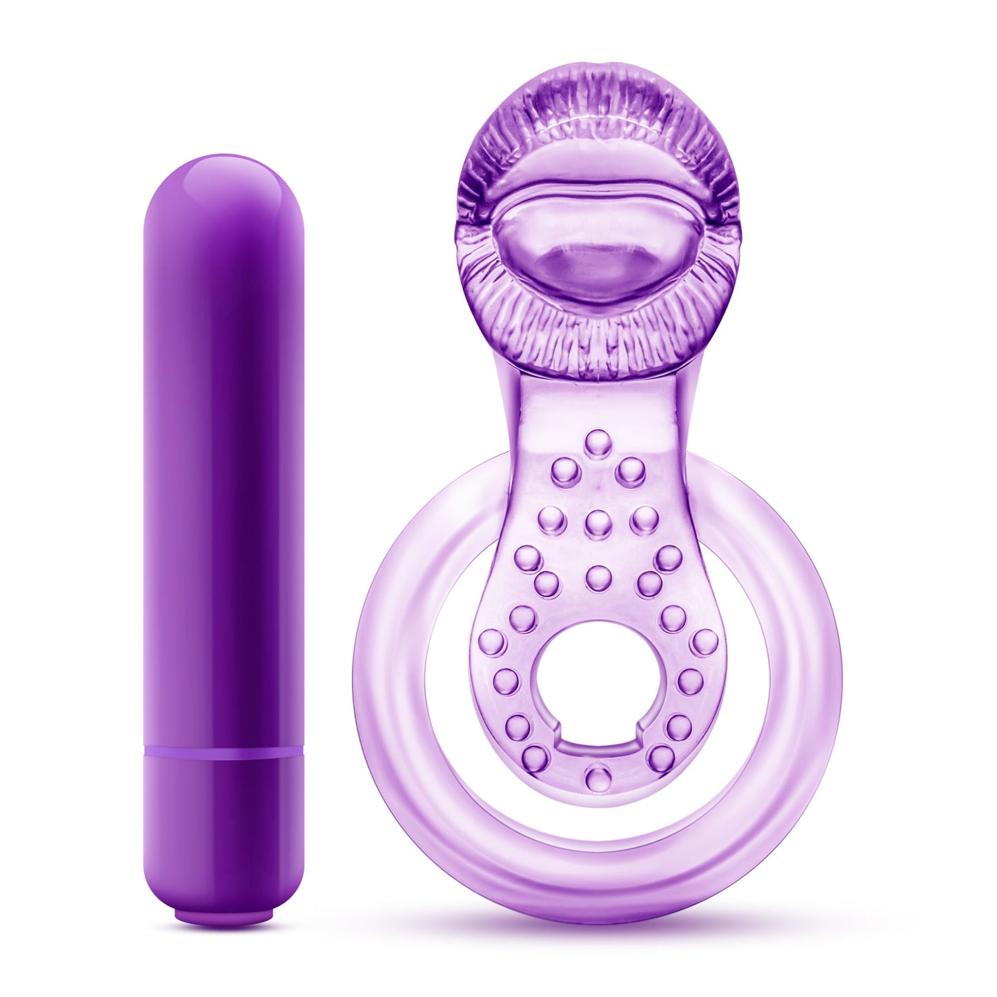 Vibrating Double Strap Cockring in Purple