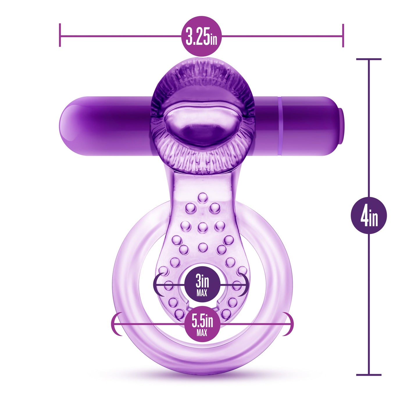 Vibrating Double Strap Cockring in Purple