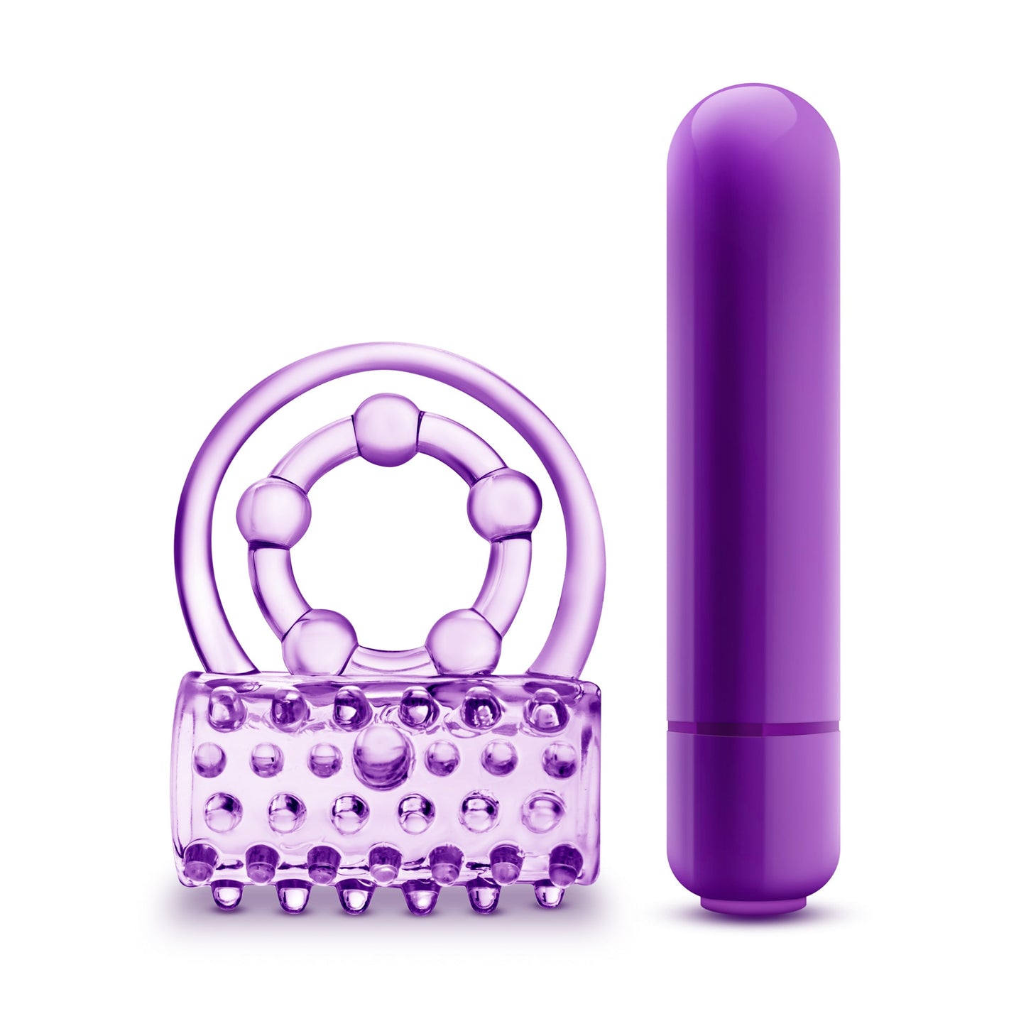 Play With Me The Player Vibrating Double Strap Cock Ring in Purple