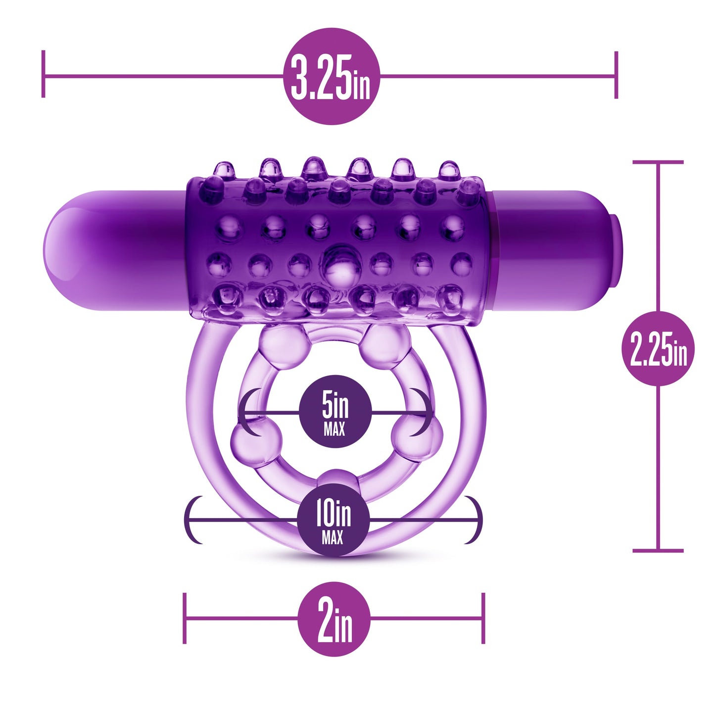 Play With Me The Player Vibrating Double Strap Cock Ring in Purple
