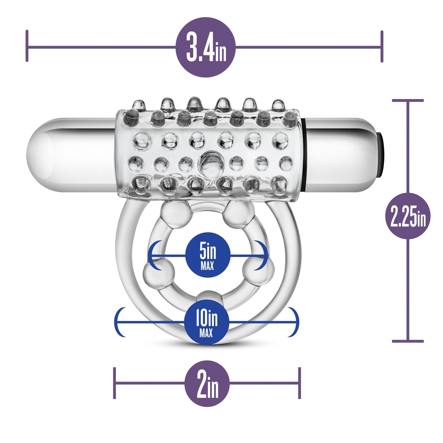 Stay Hard Vibrating Super Clitifier - Vibrating Cock Ring - Clear