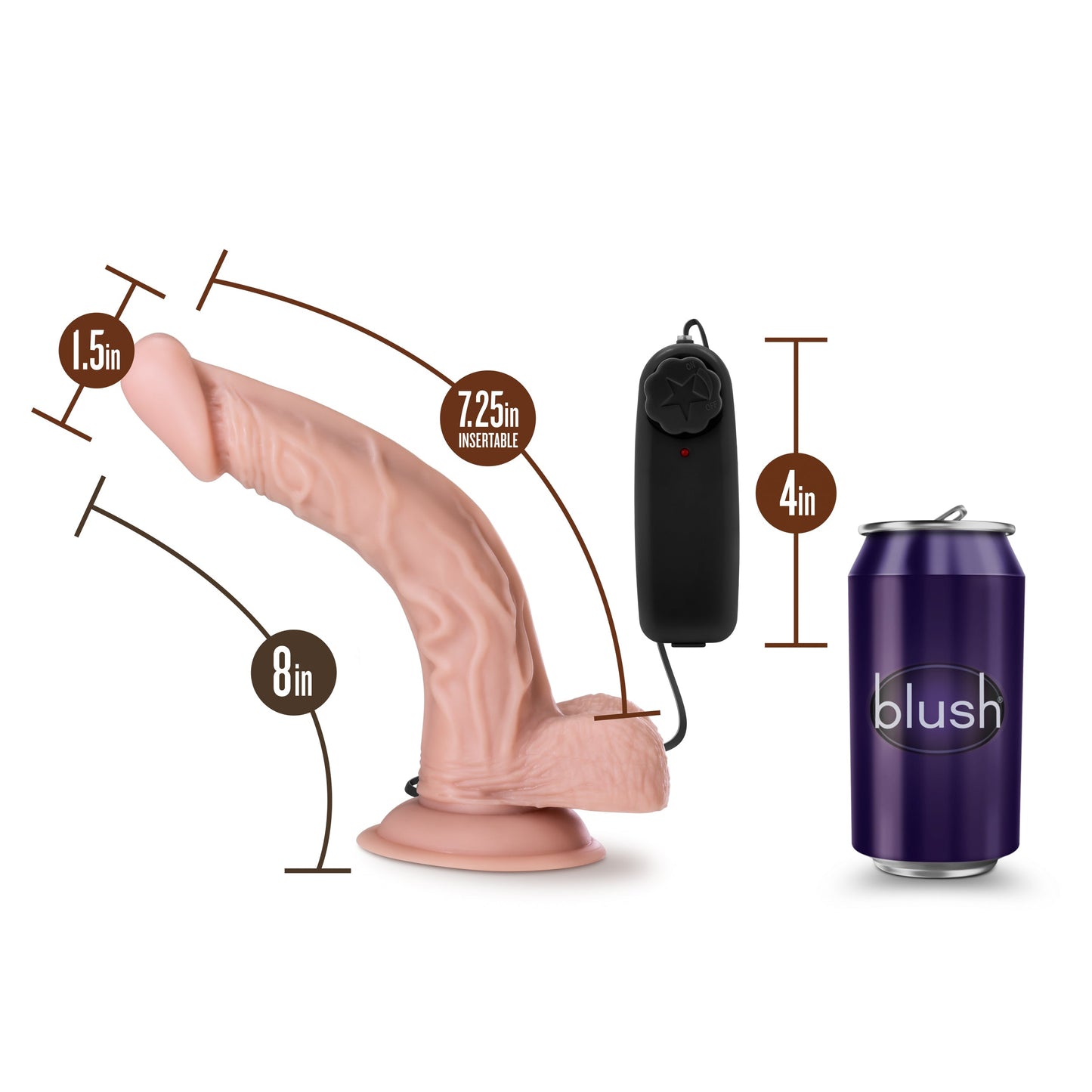 Dr Skin Dr Sean 8 Inch Vibrating Cock with Suction Cup in Vanilla