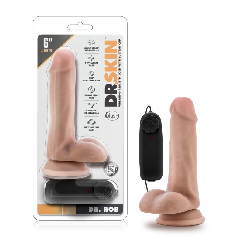 Dr Rob 6 Inch Vibrating Dildo with Suction Cup Vanilla Scent