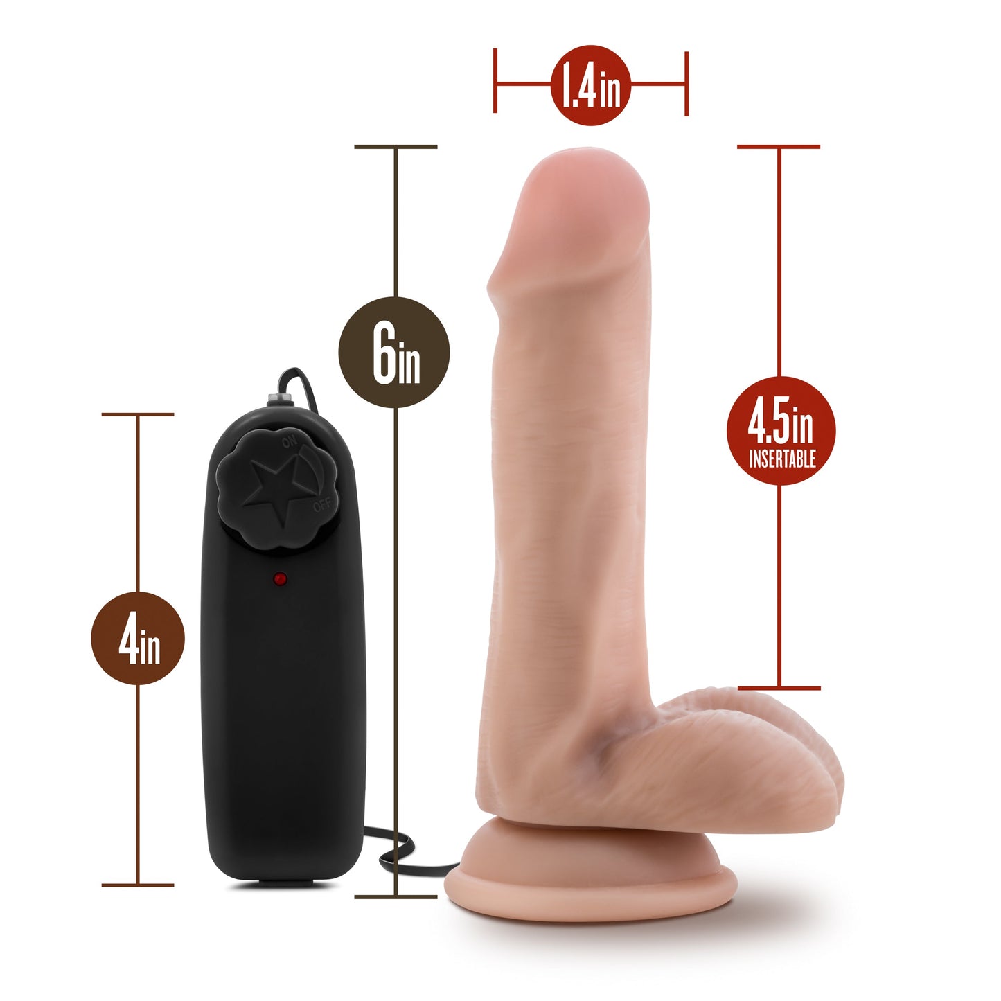 Dr Rob 6 Inch Vibrating Dildo with Suction Cup Vanilla Scent