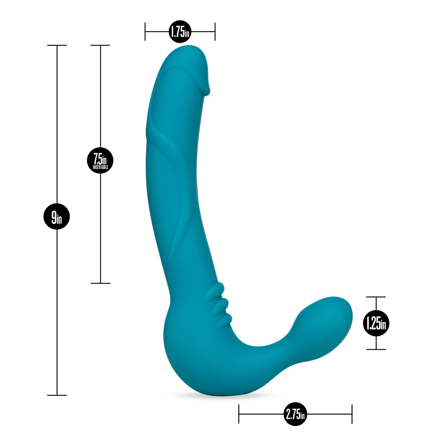Temptasia Luna Strapless Silicone Dildo in Teal