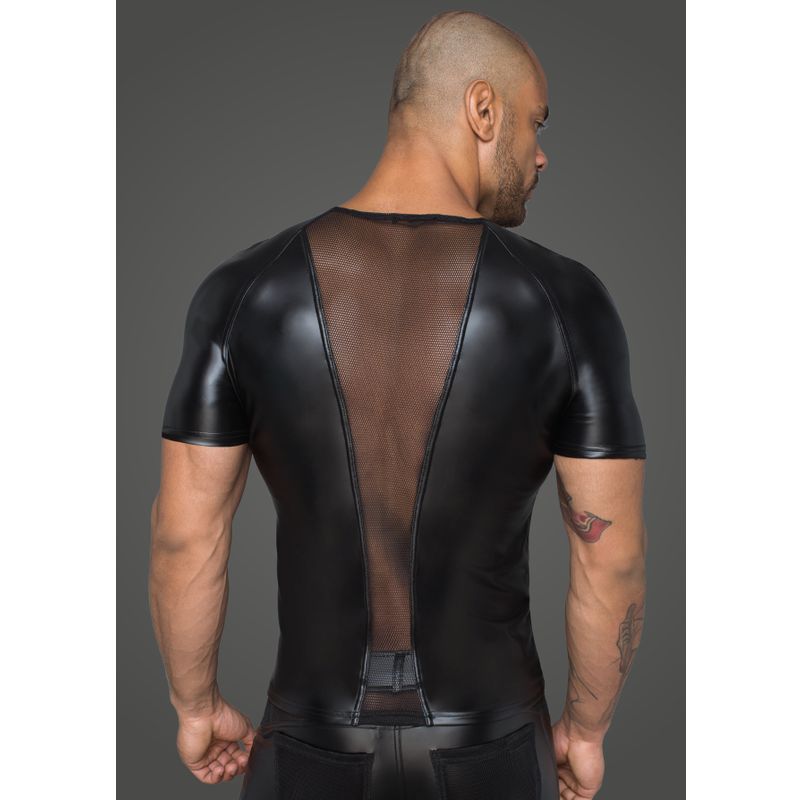 Power Wetlook Men T-Shirt With 3D Net Inserts Black Size Small Medium Large