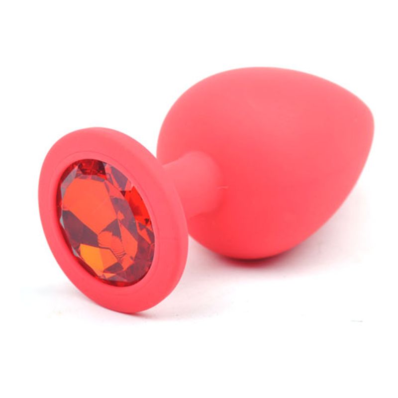 Silicone Anal Plug Large with Red Diamond – Luxury Butt Plug