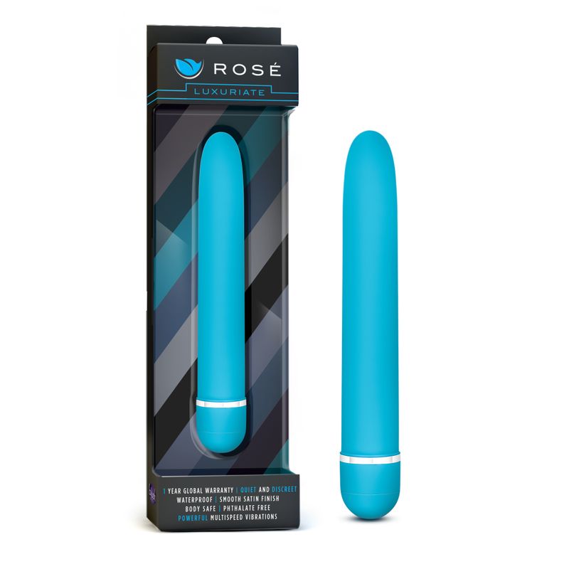 Rose Luxuriate Blue 7 Inch Vibrator with Satin Finish