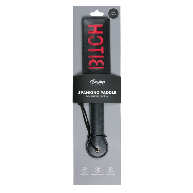 Vegan Leather Paddle - Black & Red - Imprints 'BITCH"