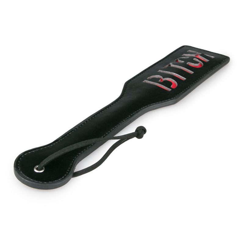 Vegan Leather Paddle - Black & Red - Imprints 'BITCH"