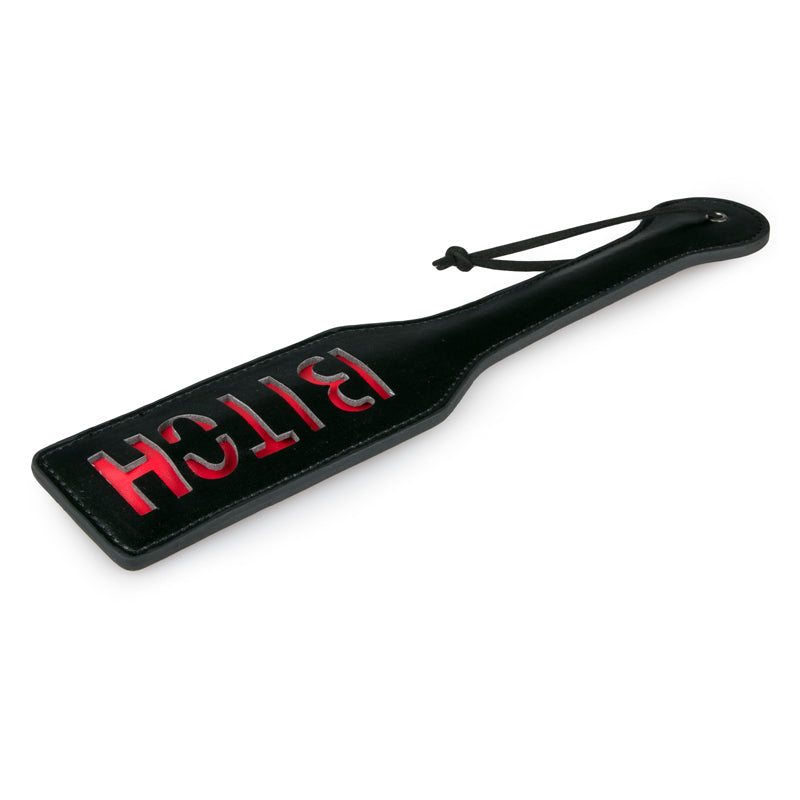 Vegan Leather Paddle - Black & Red - Imprints 'BITCH"