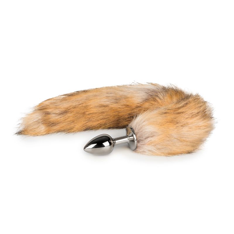Fox Tail No 1 Silver Plug with Faux Fur Tail and Aluminum Butt Plug