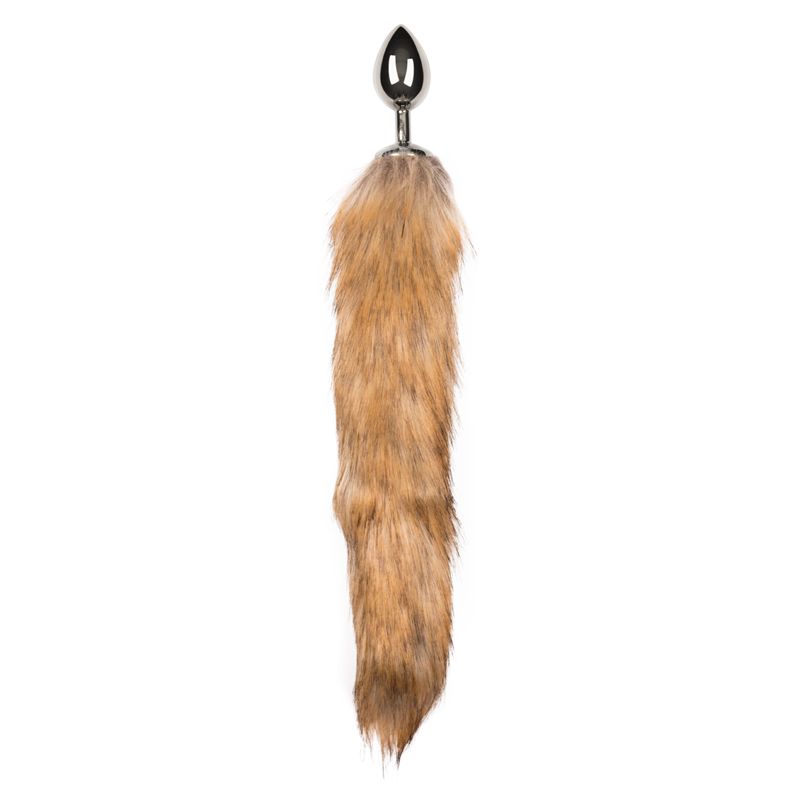 Fox Tail No 2 Silver Butt Plug with Faux Fur Tail