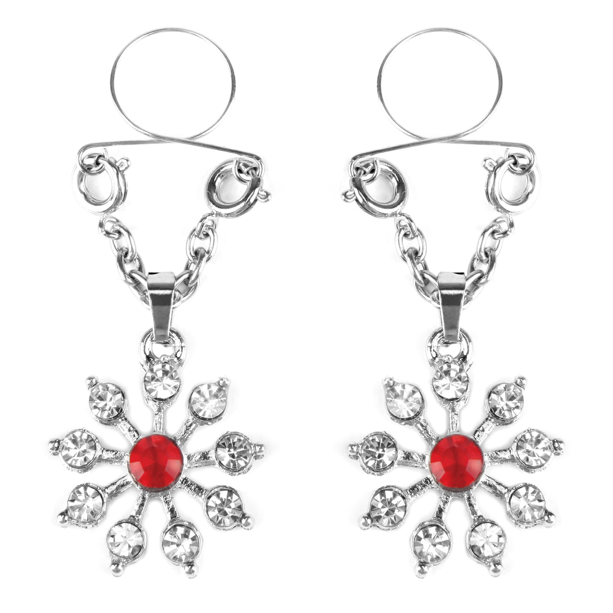 Ruby and Diamond Star Nipple Jewellery with Adjustable Rings