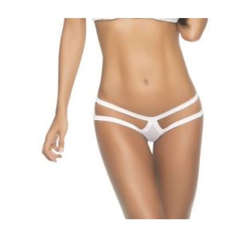 Cage Panty Black Wet Look With Strappy Thong Back Design