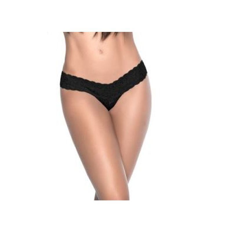 Lace V Back Black Thong