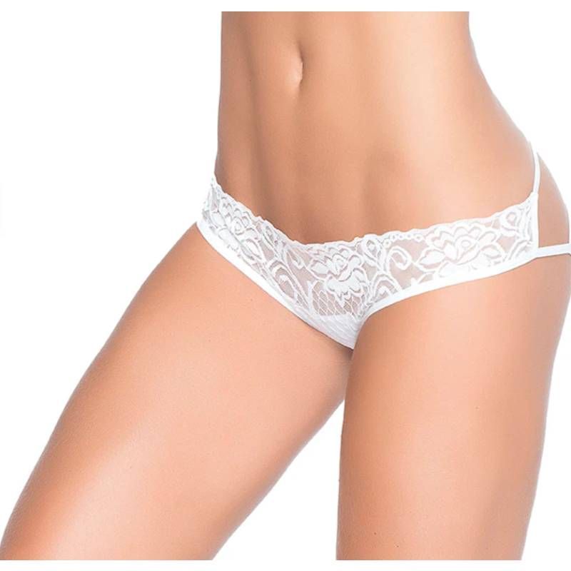 Caged Lace Panties in White