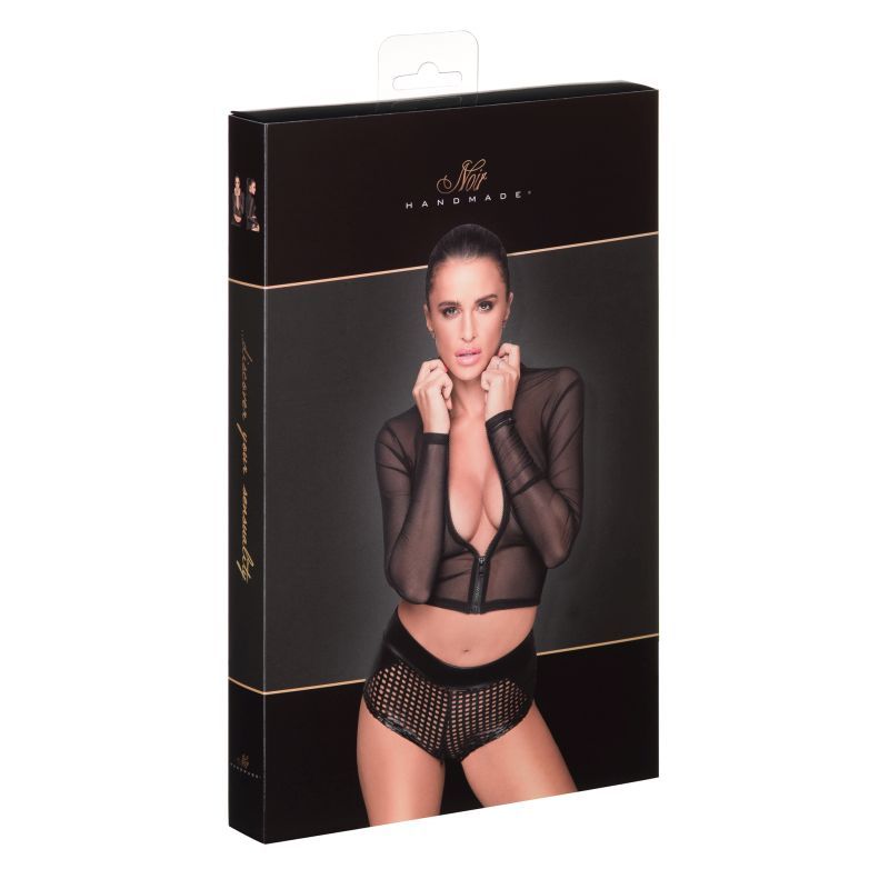 Sheer Zipped Tulle Top with Soft Collar Women’s Intimate Wear