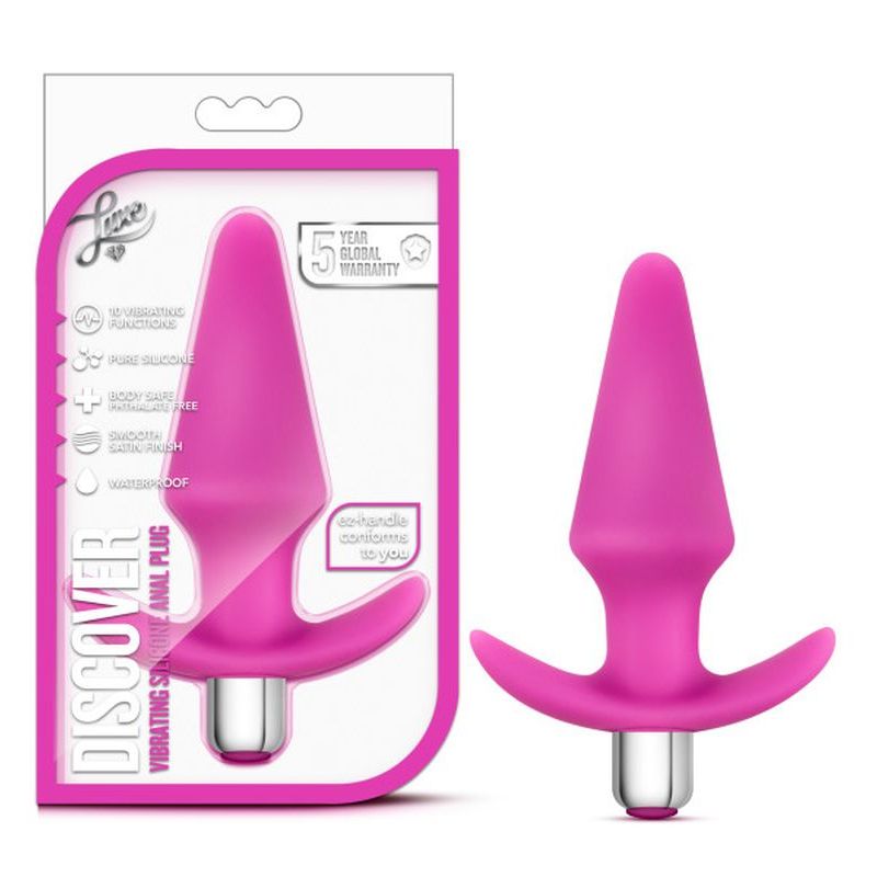 Luxe Discover Pink Anal Plug with 10 Vibrating Functions