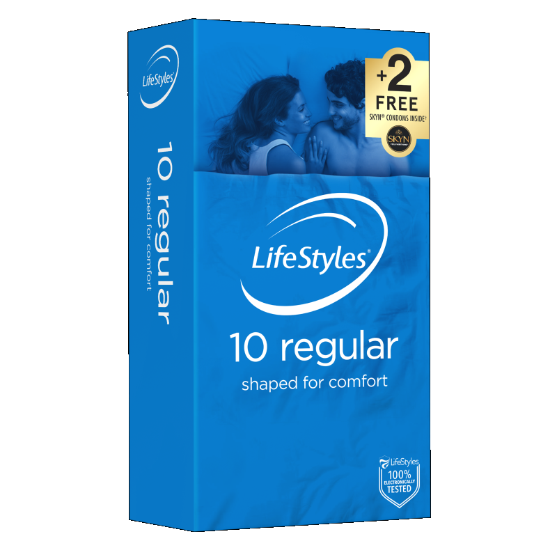 LifeStyles Regular – Easy-Fit Lubricated Latex Condoms 54mm 10 Pack