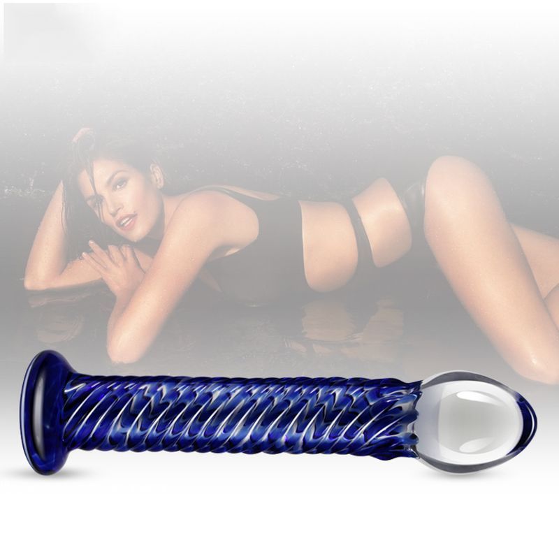 Glass Romance 7 Blue 7.5in Elegant Dildo for Pleasure