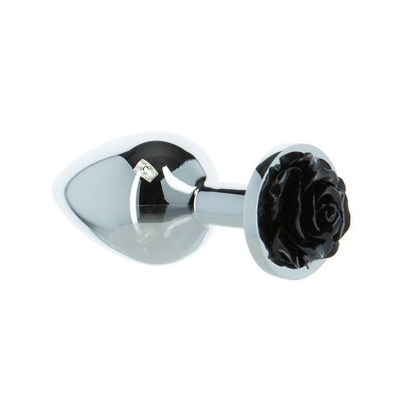 Black Rose 3 Inch Metal Butt Plug